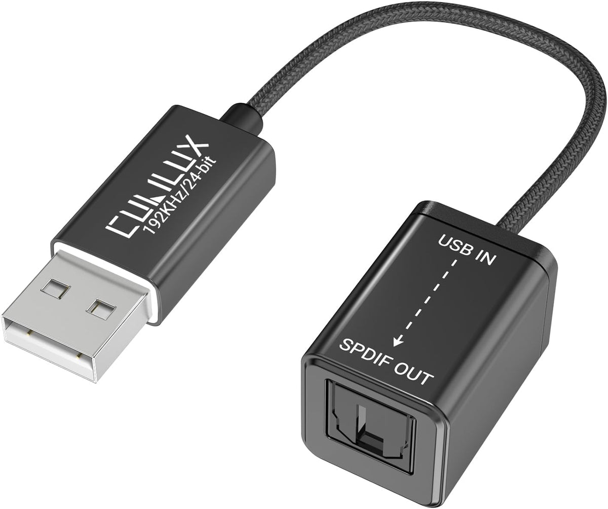 Cubilux USB A to TOSLINK Optical Audio Adapter, Unidirectional USB Type A to SPDIF Digital Converter, S/PDIF Transmitter for Computer Laptop PC PS5/4 ONLY, NOT for TV Or Other Devices
