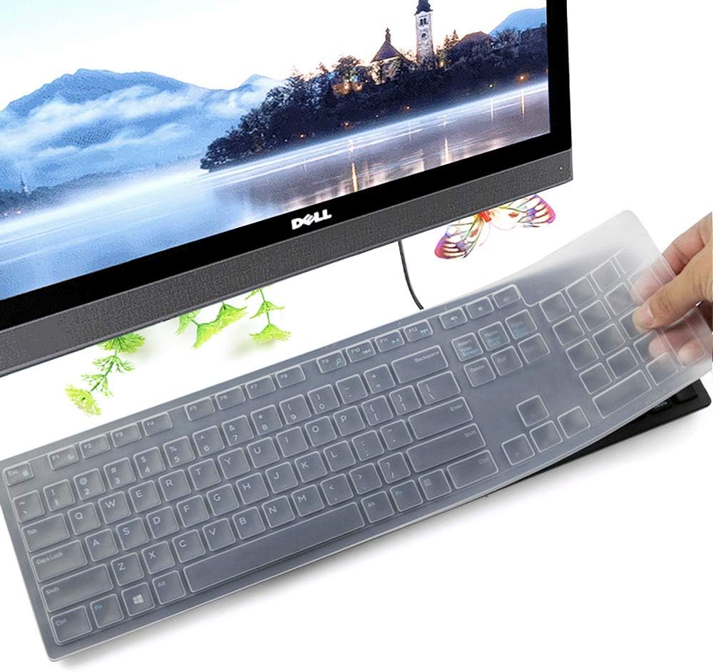 Keyboard Cover for Dell KB216 KB216b KB216t KB216d KB216p Wired & KM636 & Dell Optiplex 5250 3050 3240 5460 7450 7050 & Dell Inspiron AIO 3475/3670/3477 All-in one Desktop Keyboard Protector -Clear