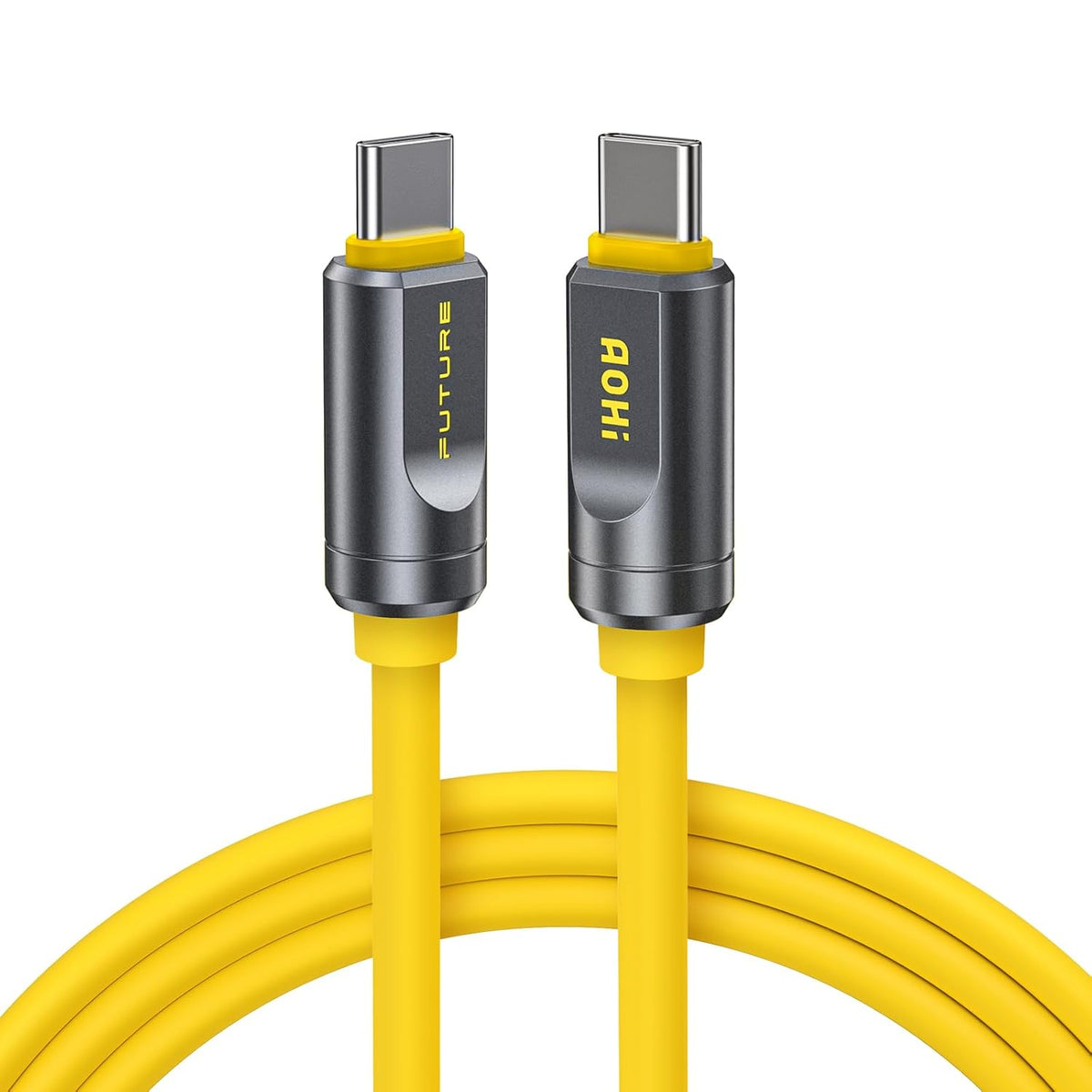 AOHI USB4 2.0 Cable 6.6ft with 240W PD3.1 Fast Charging, 80Gbps Data Transfer, Dual 8K/Triple 4K Display, The Future Adonis USB C Cable for MacBook Pro/Air, iPhone 16 Pro Max, SSD, Docking, Yellow