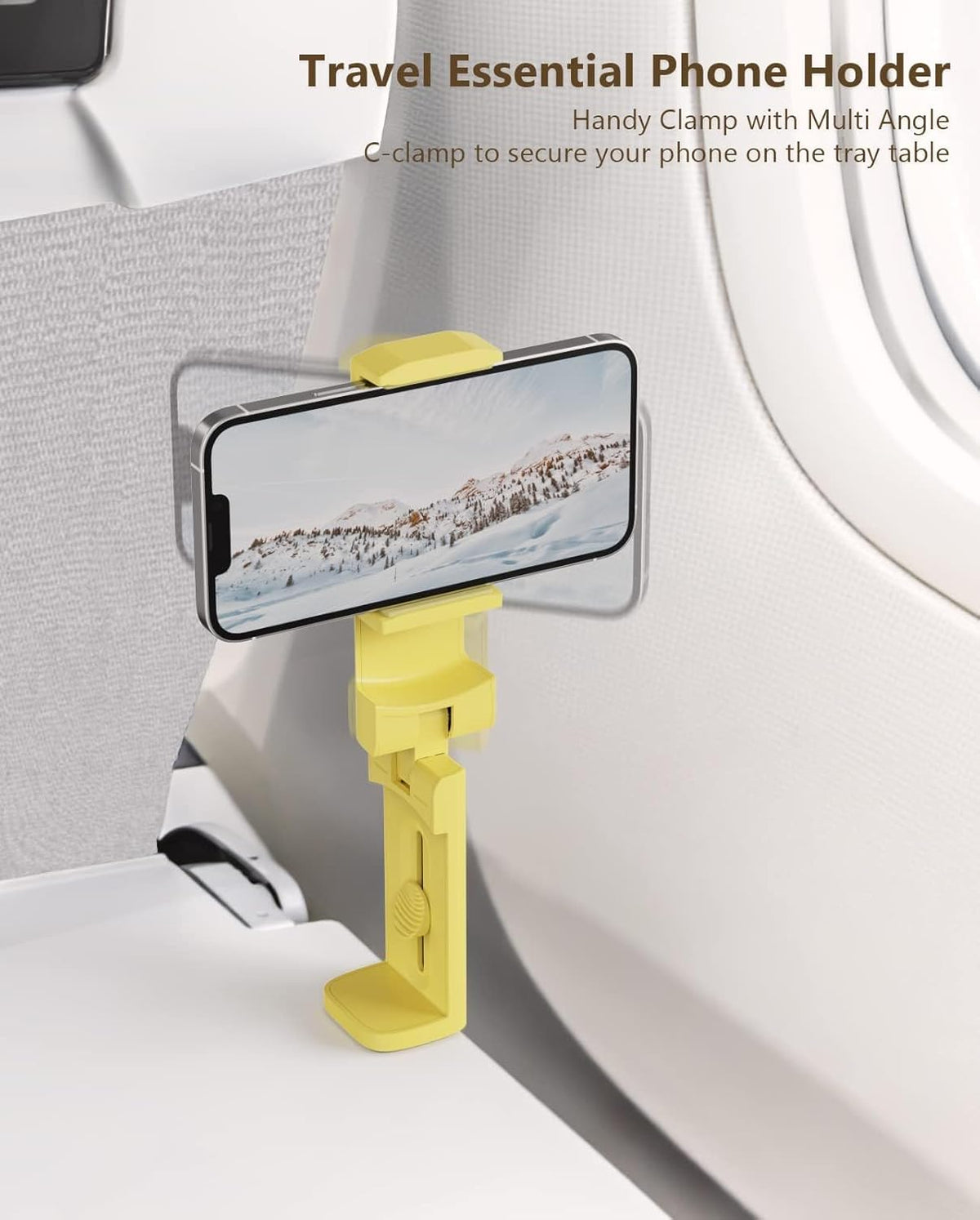 MiiKARE Yellow Phone Holder, Universal Portable Electronic Device Mount for Flying, 360 Degree Rotation, Compatible with iPhone, Samsung, Google, Xiaomi etc.