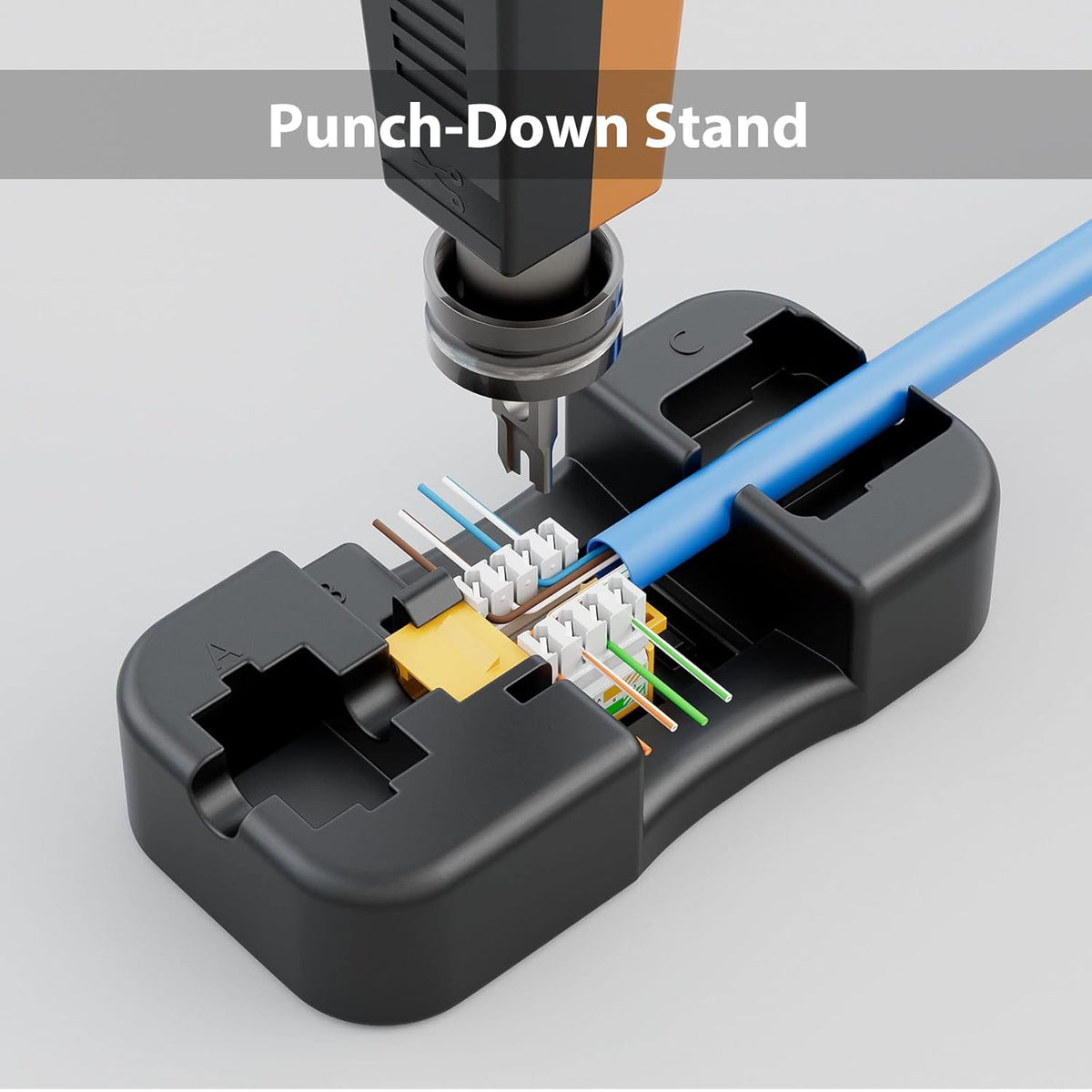 iwillink 10Gbps Cat6 Keystone Jack and Punch-Down Stand, 50-Pack, RJ45 Ethernet Keystone Jacks, 90-Degree UTP Modular Punch Down Keystone Jack Adapter, Yellow