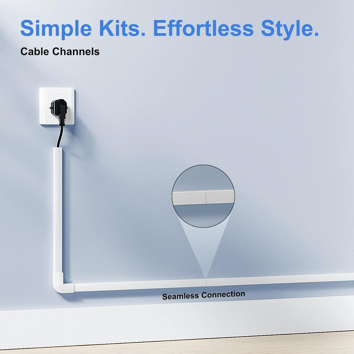 Yecaye Cord Hider, One-Cord Cable Concealer, Cord Covers for Wires on Wall, Easy Install Cable Management Kit for 2 Small Wires, Cables Raceway Home Office, W0.59in H0.4in, White