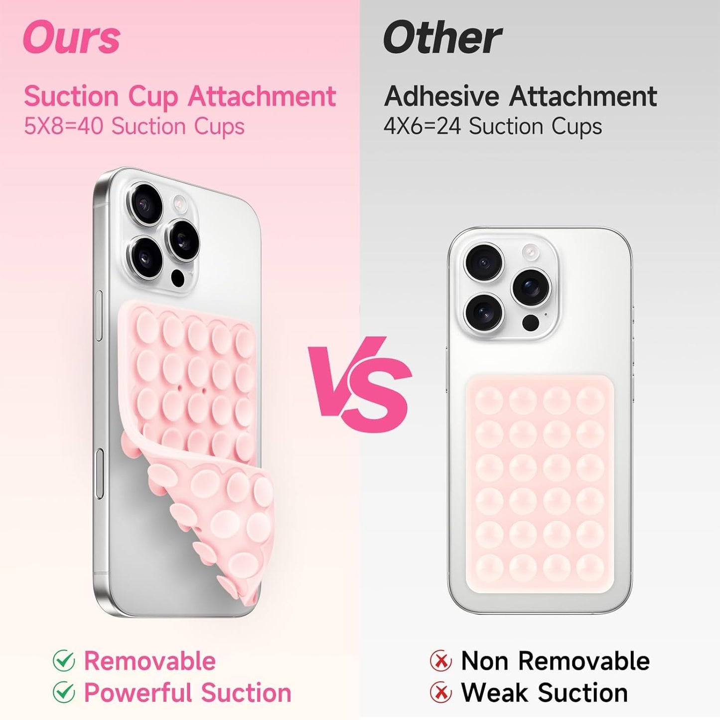 Silicone Suction Cup Phone Case Mount Double Sided, Phone Accessories Hands-Free Strong Grip Holder for Selfies and Videos, Silicon Phone Stand for iPhone and Android Light Blue