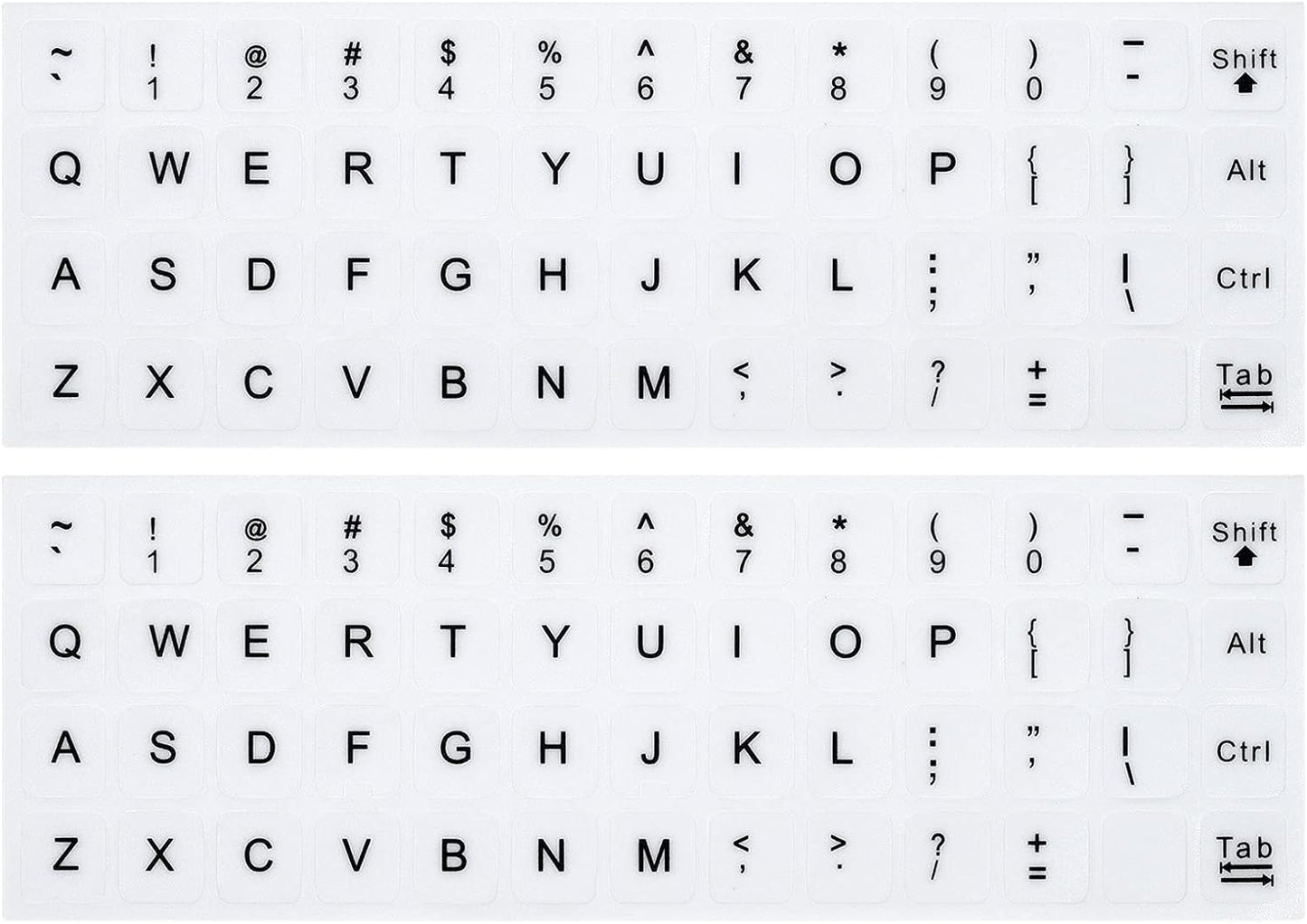 (2PCS Pack) English Keyboard Stickers, Universal Keyboard Replacement Letters English White Background with Black Lettering for Laptops Computer, Matte Keyboard Alphabet Stickers -White