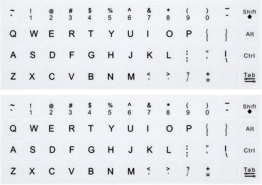 (2PCS Pack) English Keyboard Stickers, Universal Keyboard Replacement Letters English White Background with Black Lettering for Laptops Computer, Matte Keyboard Alphabet Stickers -White