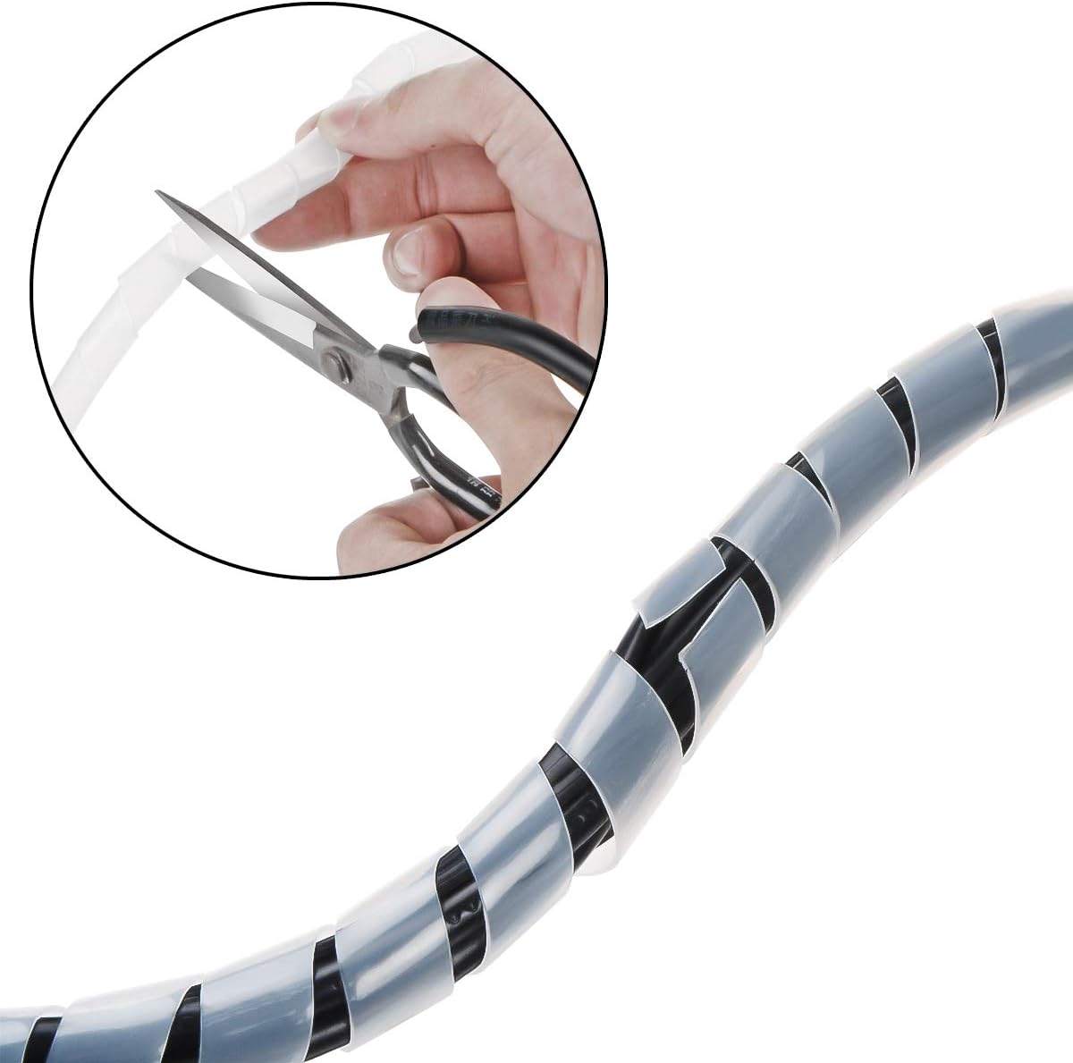 50Ft XHF 1/4" Clear Spiral Cable Wrap 6mm(Wrapping Range:4mm-50mm) Spiral Wire Wrap Cord for Computer Electrical Wire Organizer Sleeve Hose RoHS