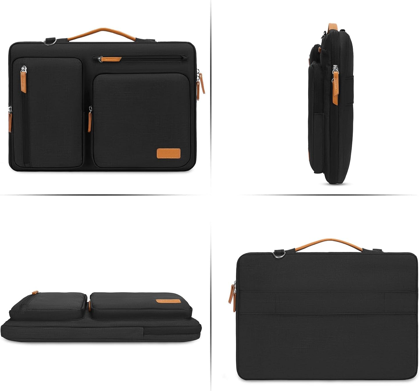 MOSISO 360 Protective Laptop Shoulder Bag,17-17.3 inch Computer Bag Compatible with MacBook, HP, Dell, Lenovo, Asus Notebook,Side Open Messenger Bag with 4 Zipper Pockets&Handle, Black
