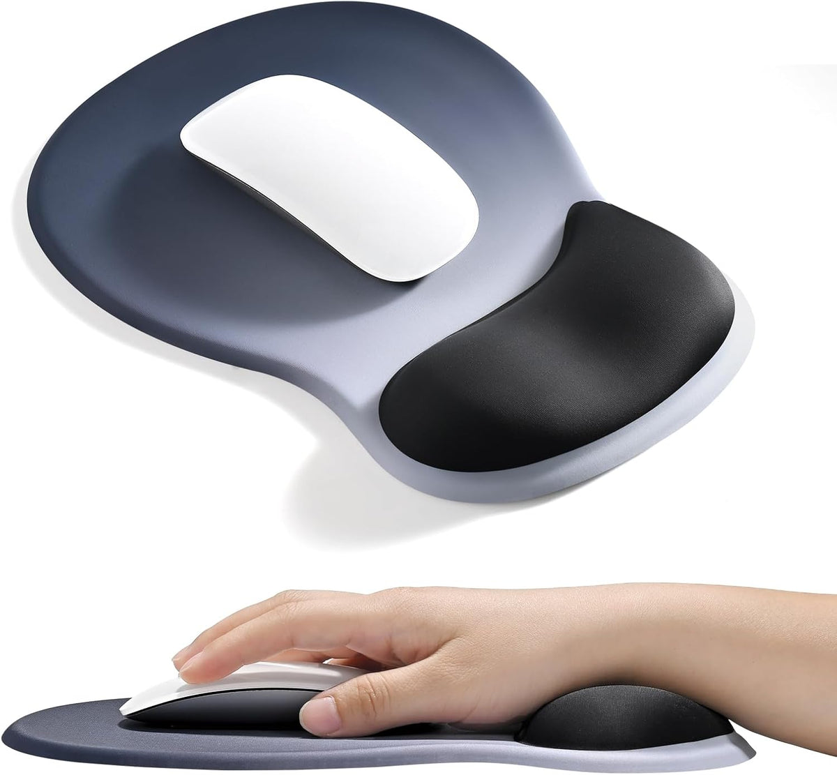EooCoo Ergonomic Mouse Pad with Gel Wrist Rest Support Middle Concave Design, Relieve Wrist Pain Mousepad, Non-Slip Base for Laptop, Computer, Office Desk Accessories, Carpal Tunnel Syndrome