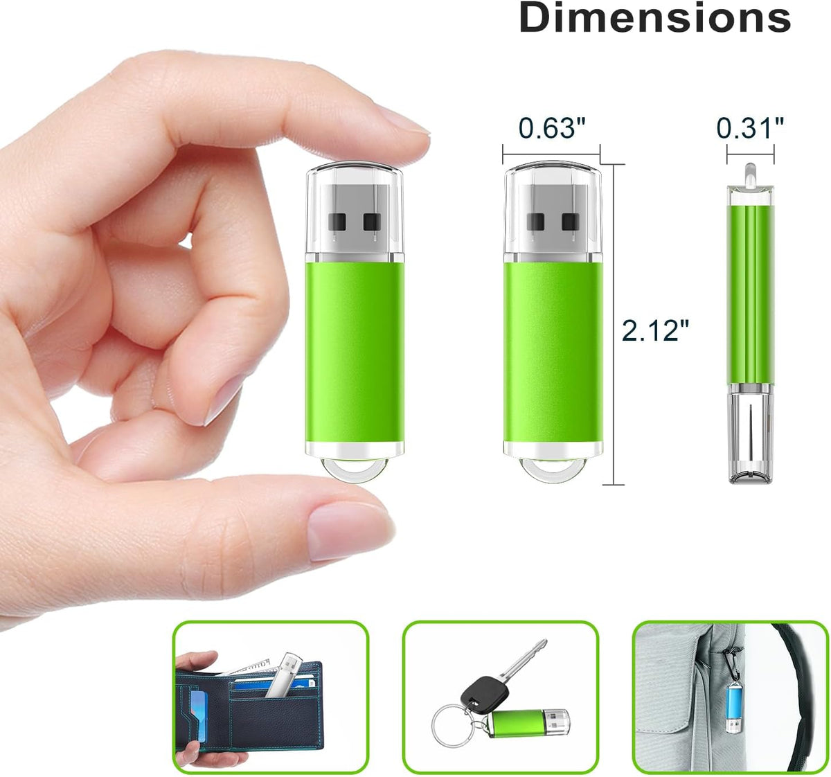 TOPESEL 5 Pack 32GB USB 2.0 Flash Drive Memory Stick Thumb Drives (5 Mixed Colors: Black Blue Green Red Silver)