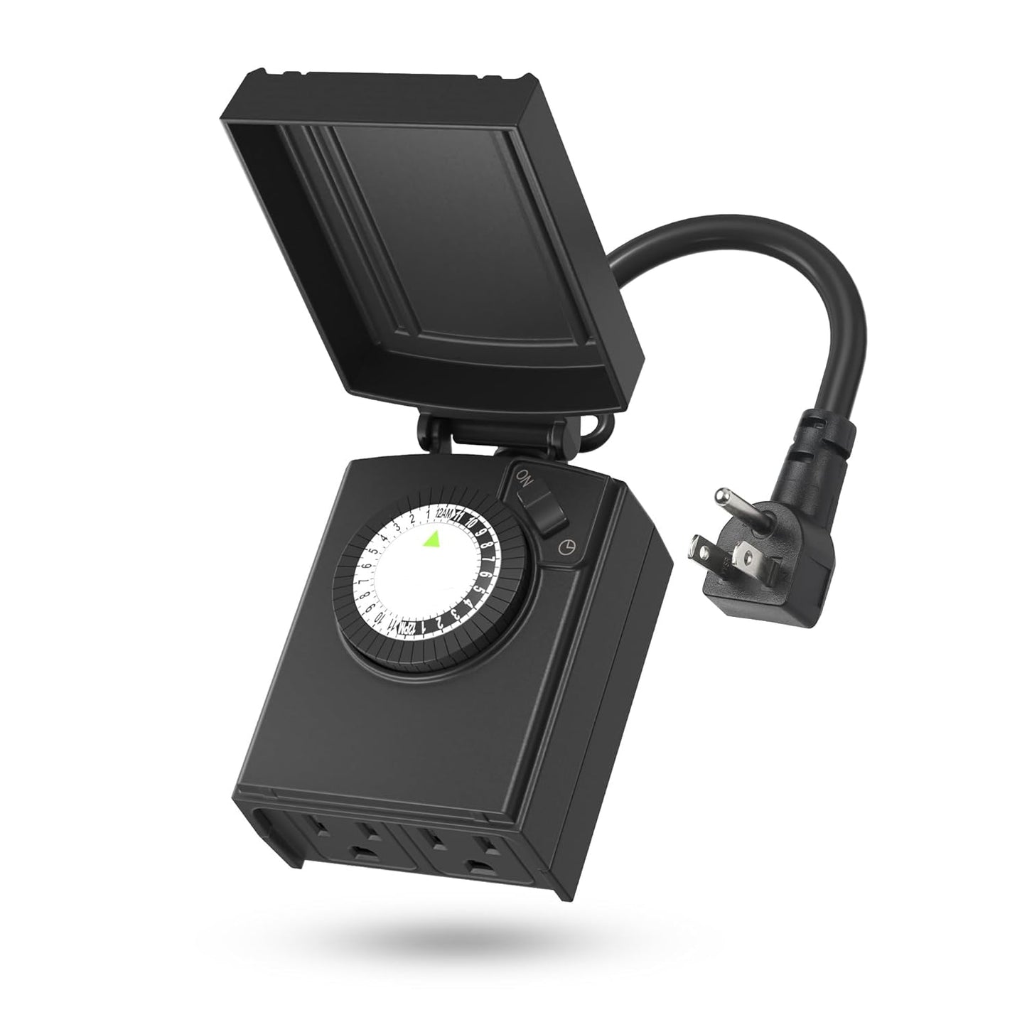 BN-LINK 24 Hour Heavy Duty Mechanical Timer, Outdoor Timer Outlet Waterproof with 30 Minutes Intervals, 2 Grounded Outlets for Christmas Lights Pool Pump,15A 1/2HP, ETL Listed