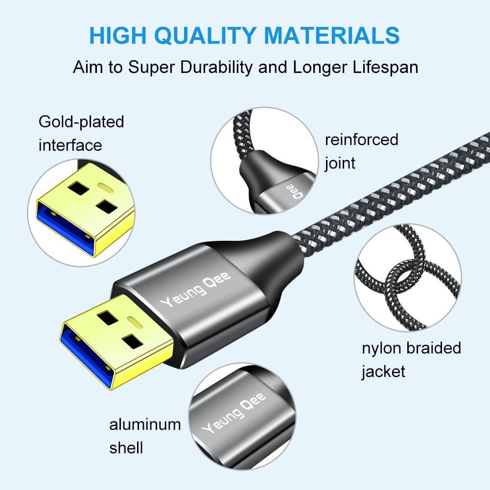 USB 3.0 A to A Male Cable 12 ft,Super Speed Type A Male to Male Cable USB 3.0 Double End USB Cord for Hard Disk, Cameras,Laptop Cooler, DVD Player and More (12FT/4M)
