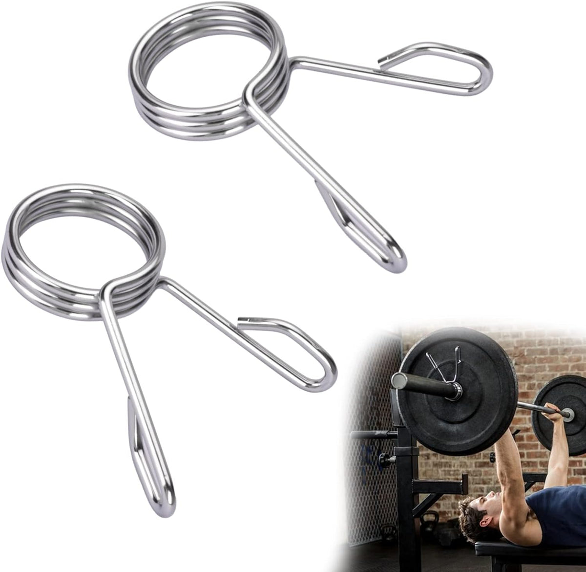 AccEncyc Spring Clip Collars 2 Inch Olympic Barbell Clamps Dumbbell Clips Weight Bar Clips for Weightlifting, Powerlifting, Strength Training