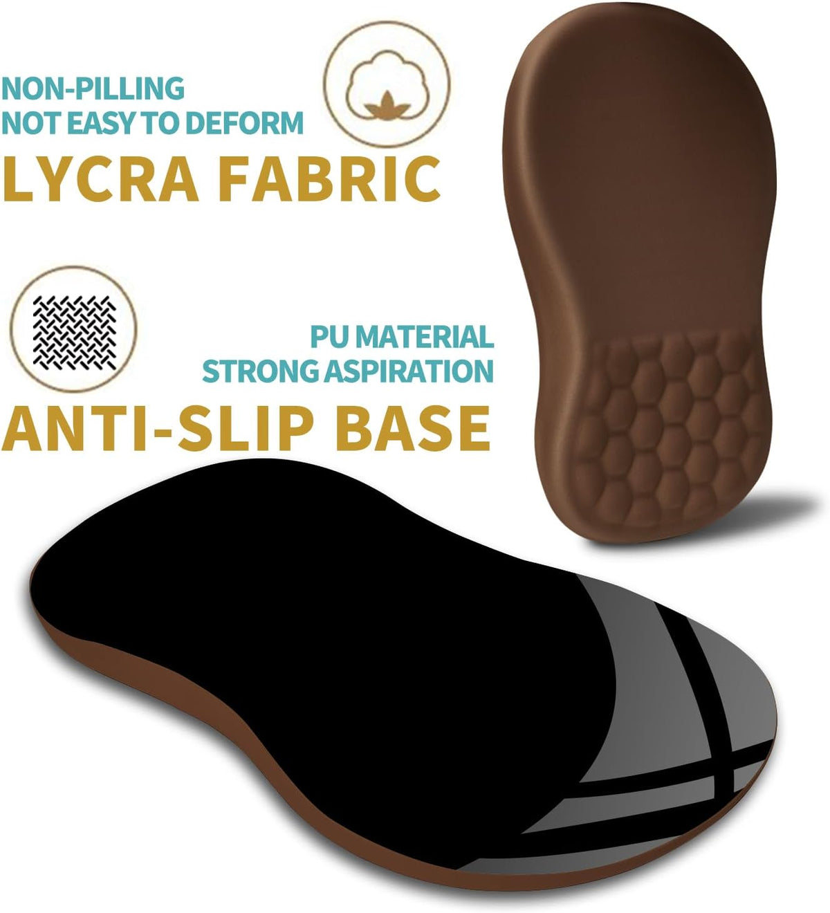 Hokafenle Ergonomic Mouse Pad Wrist Support with Massage Design, Wrist Rest Pain Relief Mousepad with Memory Foam&Non-Slip PU Base, Mouse Pads for Wireless Mouse & Desk (12x8 inch,Brown)