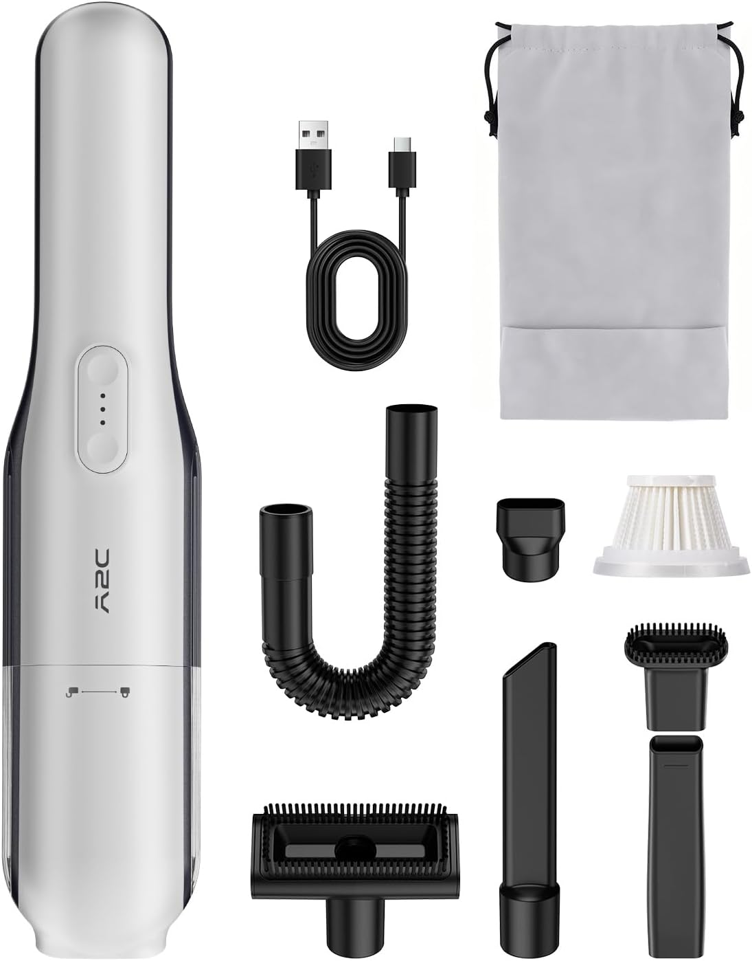 A2C Handheld Vacuum Cordless with 19000Pa Strong Suction, Mini Car Vacuum Cleaner with HEPA Filter, 2 Suction Modes, Multi-Nozzles, Portable Vacuum Cleaner for Home, Car, Office, Keyboards