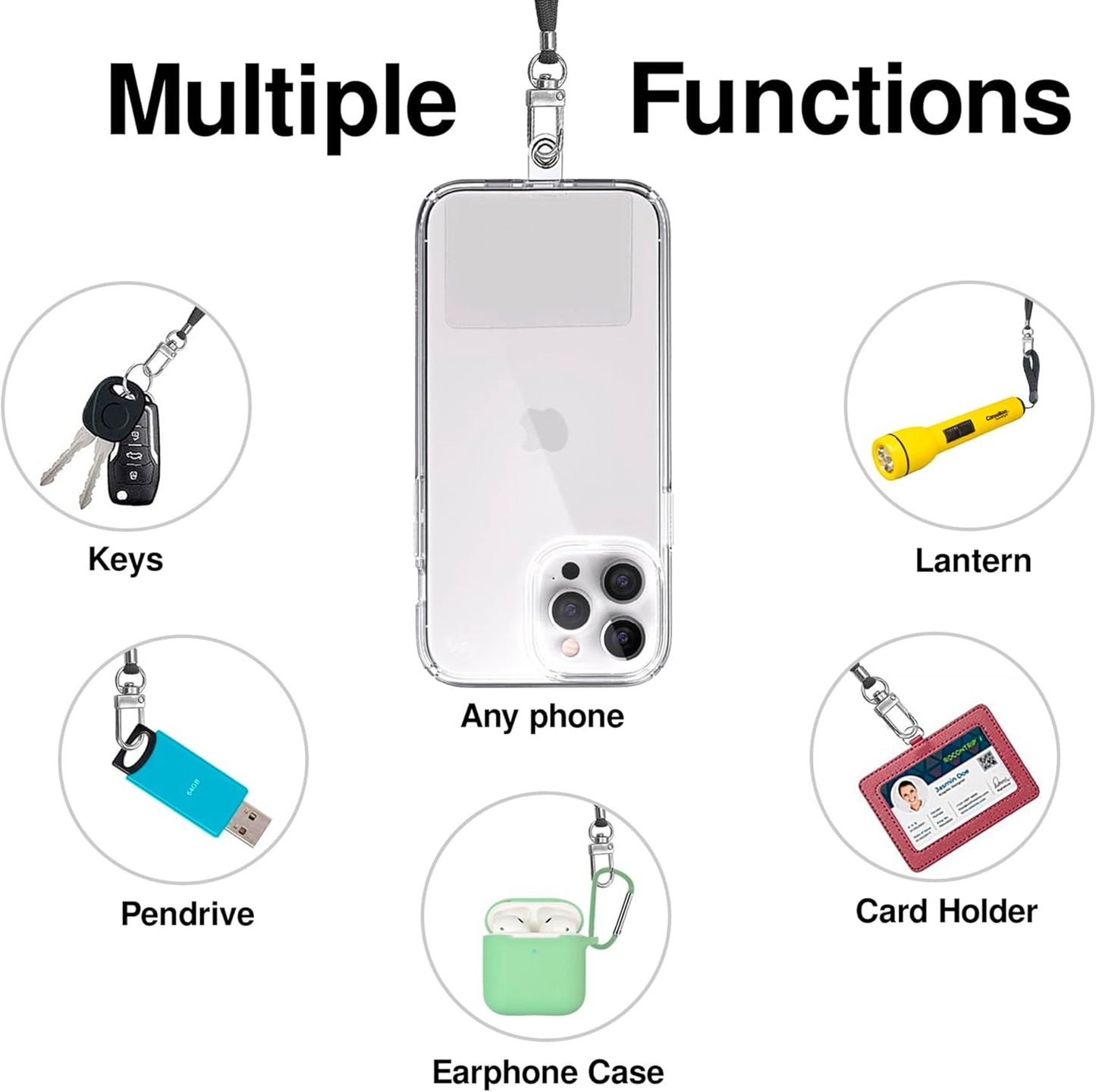 Cell Phone Lanyard [Lilac] - Comfortable Universal Smartphone Lanyard - Easy to Use Neck Phone Holder [Clear Patch] - Adjustable Length Phone Strap Crossbody - Fits All Mobile Phones
