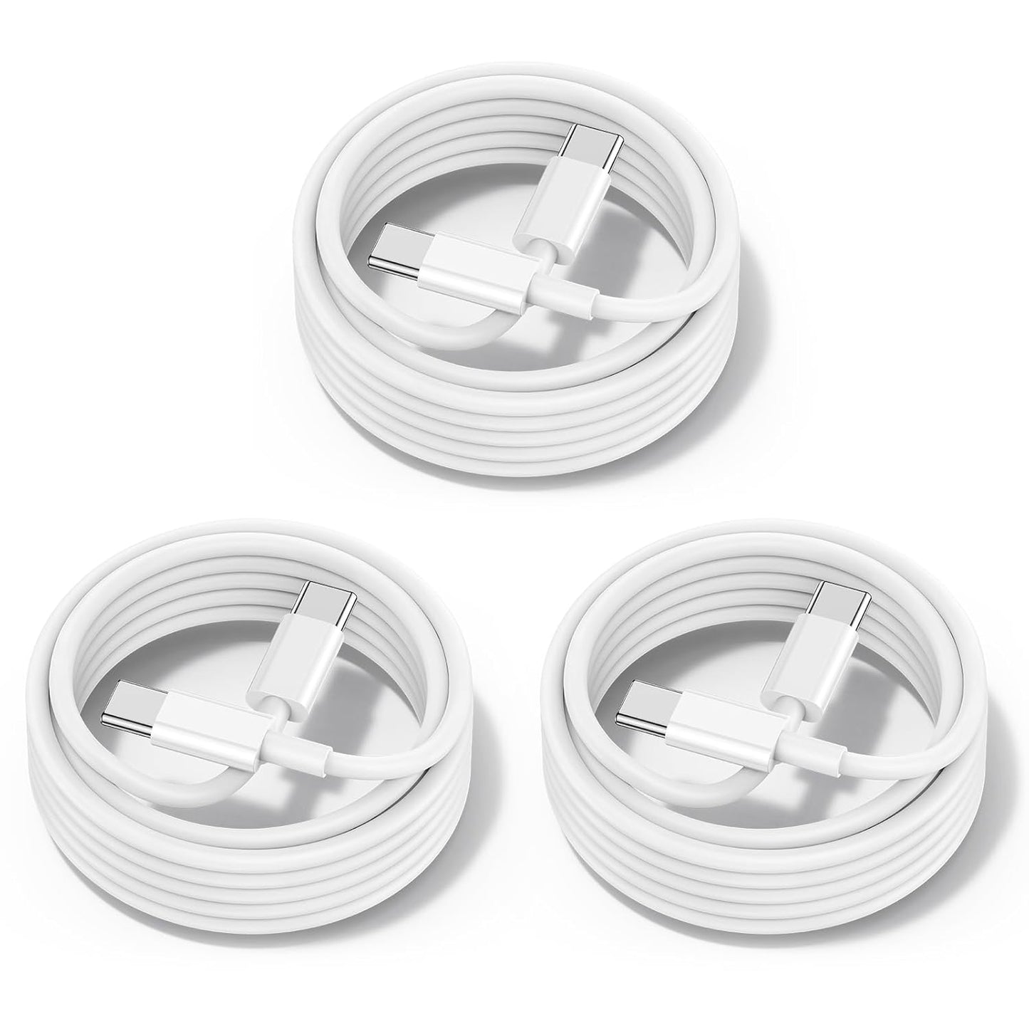 USB C to USB C Cable 60W[3Pack] iPhone 15 Fast Charging Cable,10ft Long USB-C to USBC Power Cord for iPhone 15/15 Pro/15 Plus/15 Pro Max,MacBook Pro Air/IPad Air 4/5/iPad Pro 12.9/11(White)