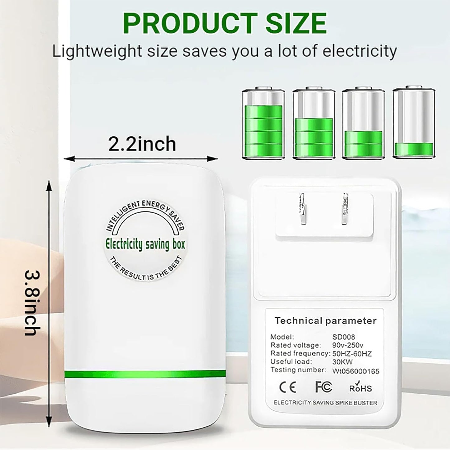 Elon-musk's Electricity Saving Box Stop Watt Stopwatt Energy Saving Device Save Energy Saving Device Energy Saving Power Strip for Home Office US Plug 90v-250v 30kw Rated Green (4PCS, White)