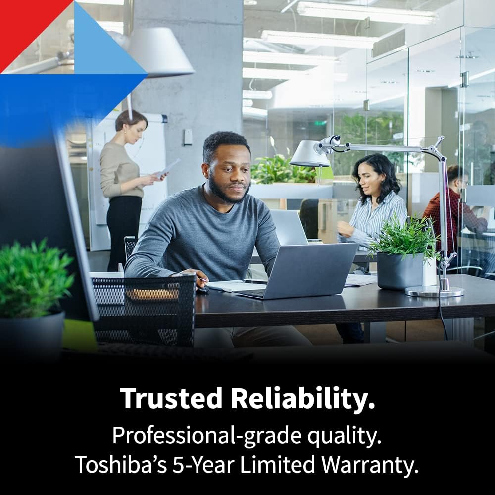 Toshiba N300 PRO 18TB Large-Sized Business NAS (up to 24 bays) 3.5-Inch Internal Hard Drive - Up to 300 TB/year Workload Rate CMR SATA 6 GB/s 7200 RPM 512 MB Cache - HDWG51JXZSTB