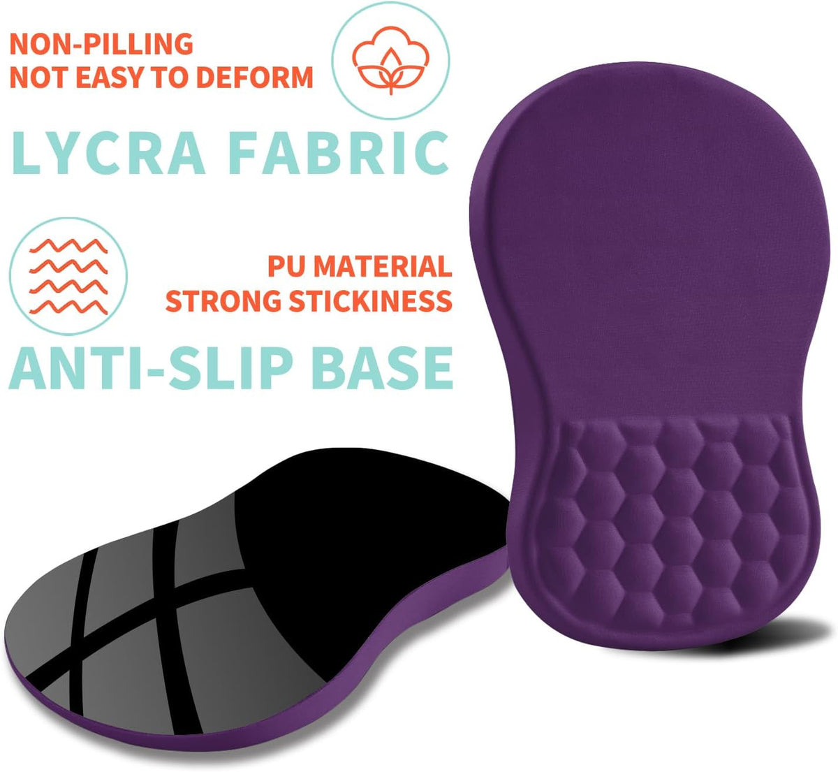 Ergonomic Mouse Pad Wrist Support with Memory Foam Massage Bulge, Carpal Tunnel Pain Relief Mousepad Wrist Rest for Mouse(12x8 inch, Deep Purple)