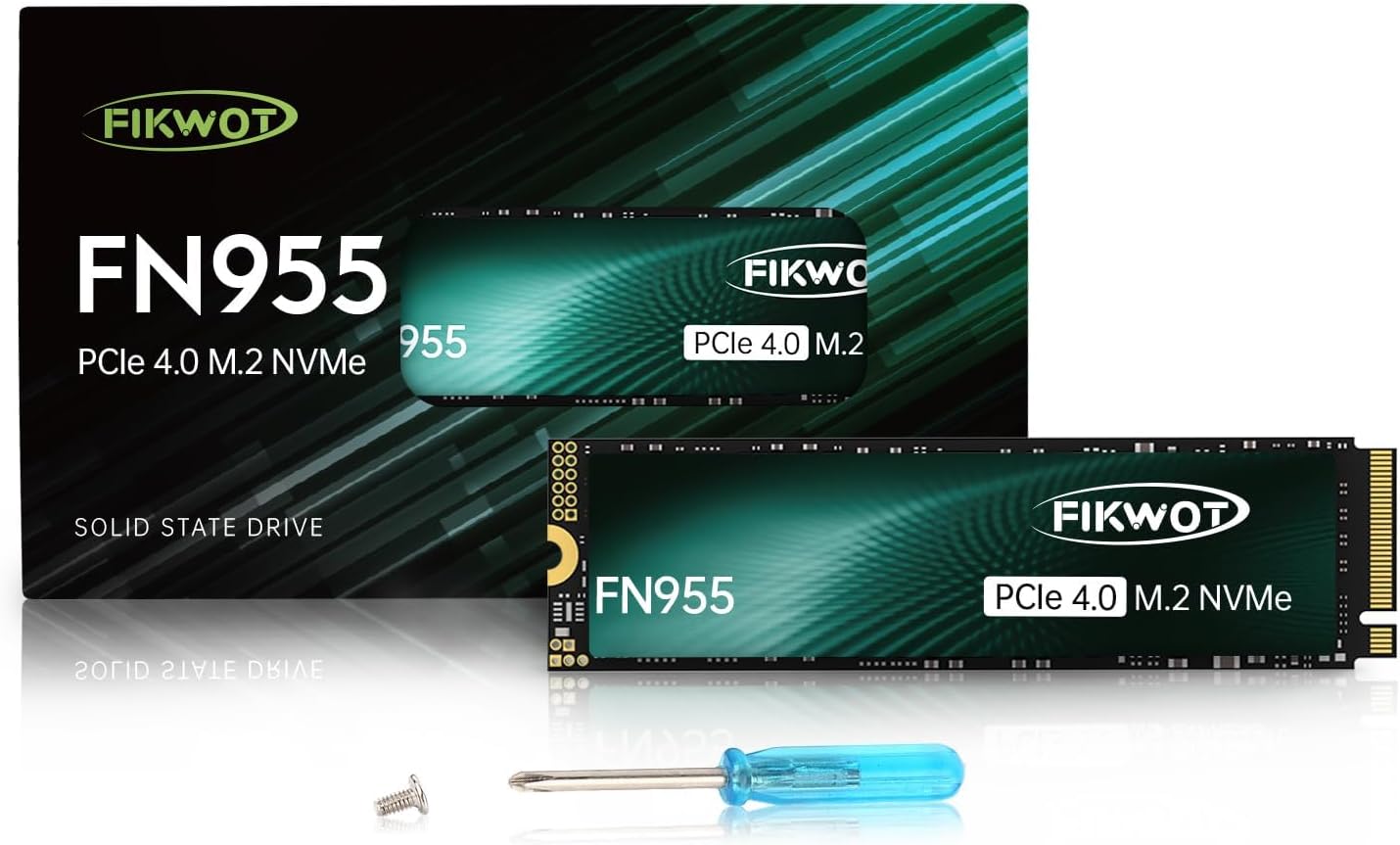 FN955 1TB NVMe SSD M.2 2280 PCIe Gen4x4, Up to 7300MB/s, 3D NAND TLC Flash Internal Solid State Drive, Configure SLC Cache, Storage and Memory Expansion for PS5 Laptop Desktop