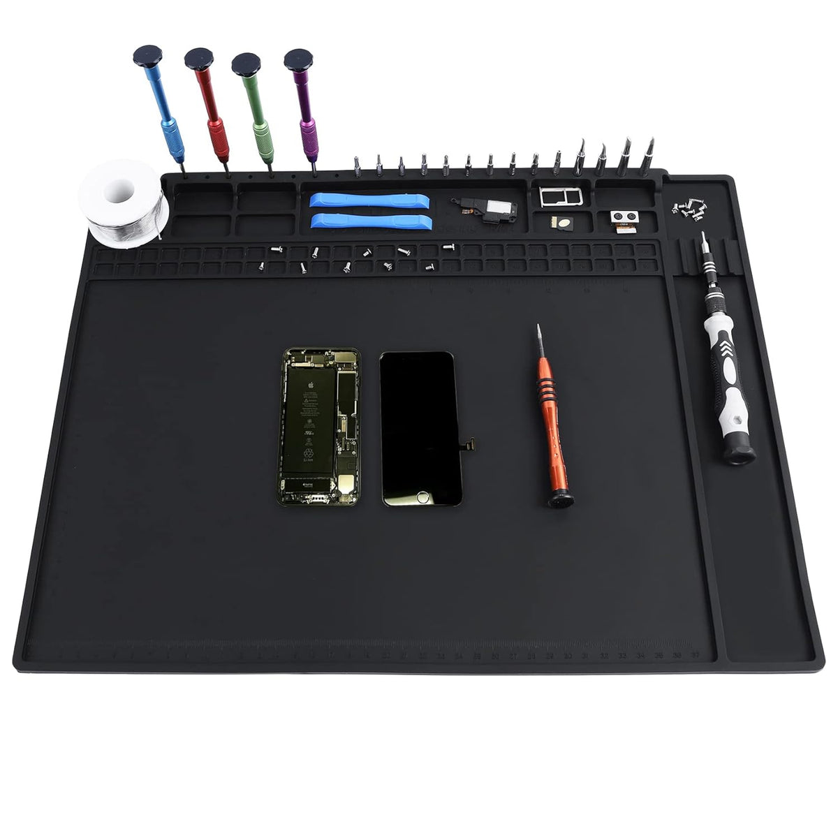 Anti Static Mat Includes ESD Wristband and Grounding Wire and Grounding Plug for Electronics Repair, Premium Heat Resistant ESD Safe Soldering Mat (17.7" x 13.6")