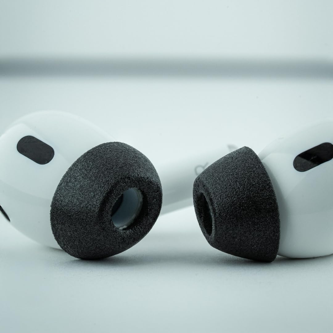 Comply TrueGrip MAX | Premium Memory Foam Replacement Earbud Tips for Apple AirPods Pro 1 & 2 | Long Lasting Comfort, Extreme Durability, Secure Fit, Superior Noise Isolation| Black (Medium) (1 Pair)