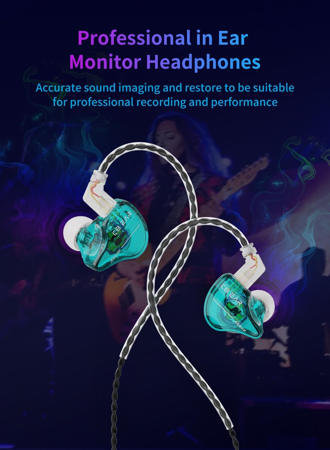 KBEAR Storm in Ear Headphones Wired Earbuds for Musicians Singers on Stage Studio Church,Crisp Clarity Sound Nice Round Bass IEM Earphones Monitor Hi Res Detachable OFC Silver-Plated Cable