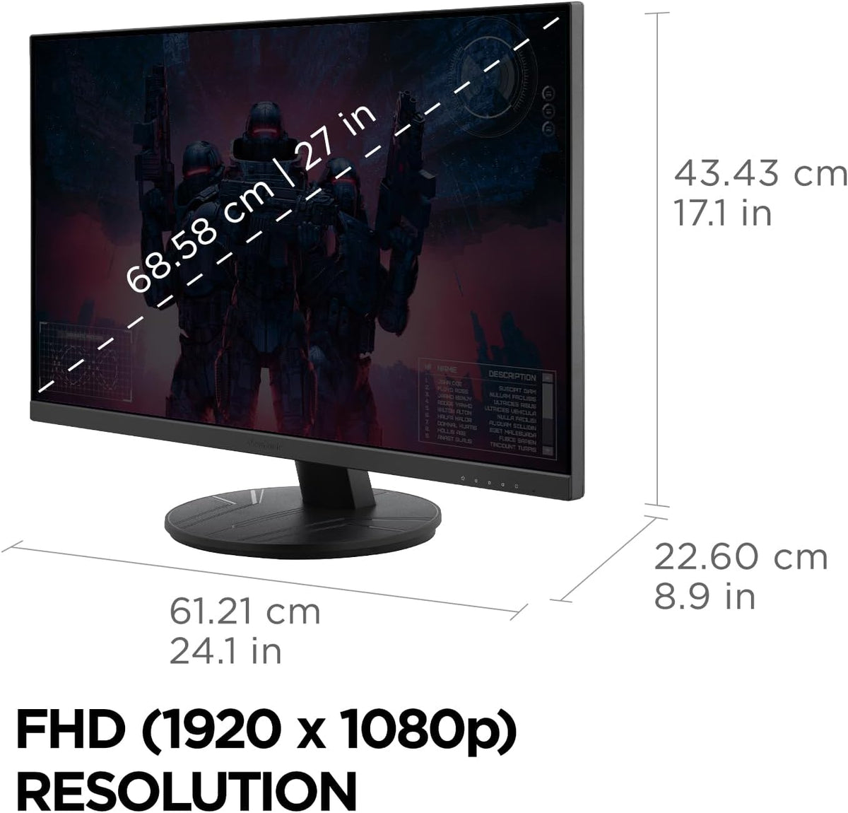 ViewSonic VX2716A 27 Inch 1080p 1ms 120Hz IPS Gaming Monitor with Eye Care, USB C, HDMI 1.4, and DisplayPort Inputs