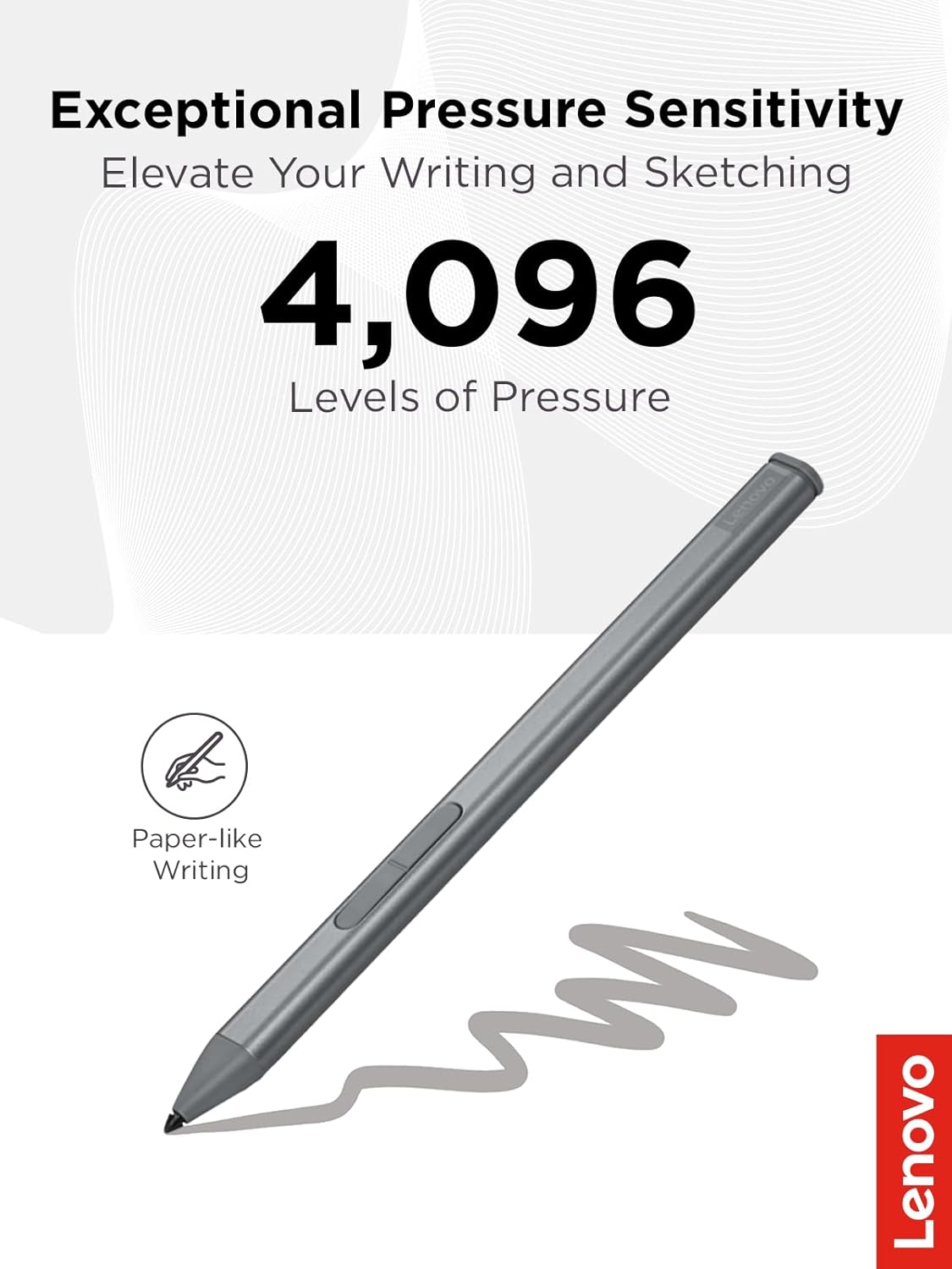 Lenovo Slim Pen – Magnetic Precision Stylus for Lenovo Laptops – 4096 Pressure Levels, Tilt Sensitivity, Rechargeable, Perfect for Drawing, Digital Art, Note-Taking