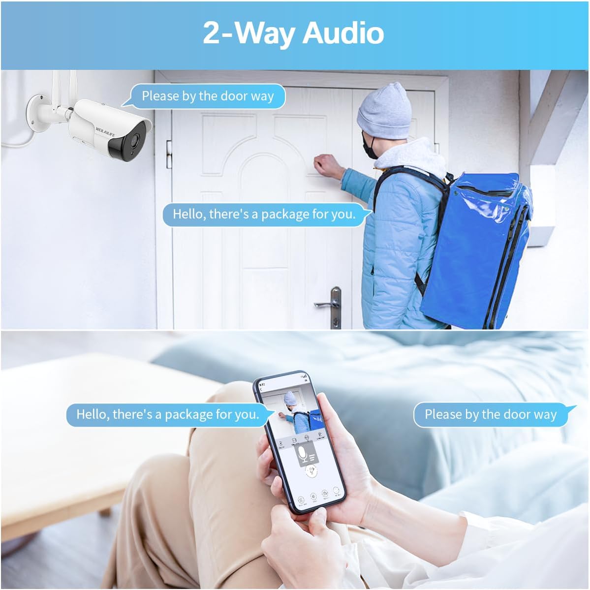 WEILAILIFE 【2-Way Audio】 5MP Outdoor Wireless Security Camera System, WiFi Video Surveillance, Wireless Surveillance Camera System