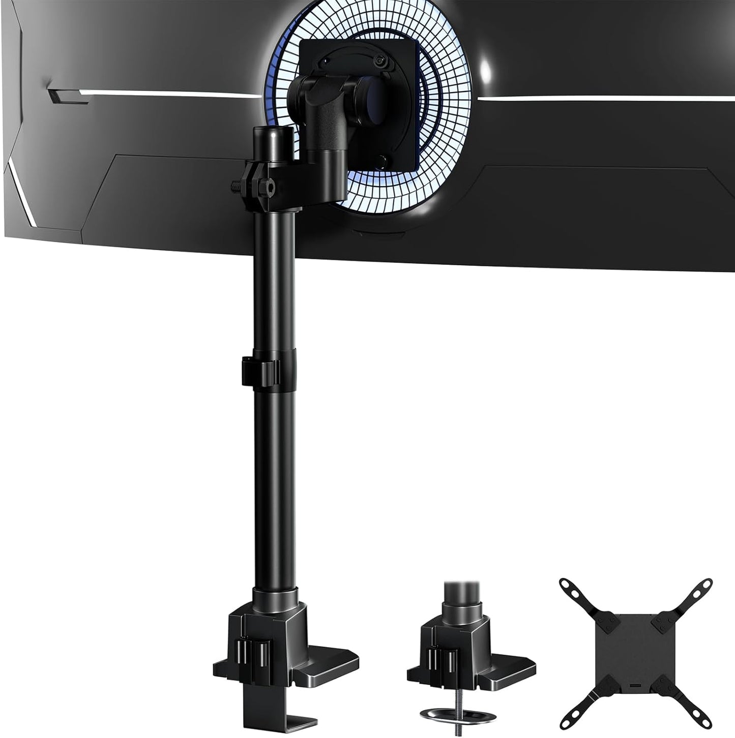 Monitor-Arm Ultrawide Heavy Duty 24-57'' - Aluminum Single Monitor Mount Holds up to 59.4lbs, Adjustable Desk Mount Stand, VESA75/100/200mm, Black