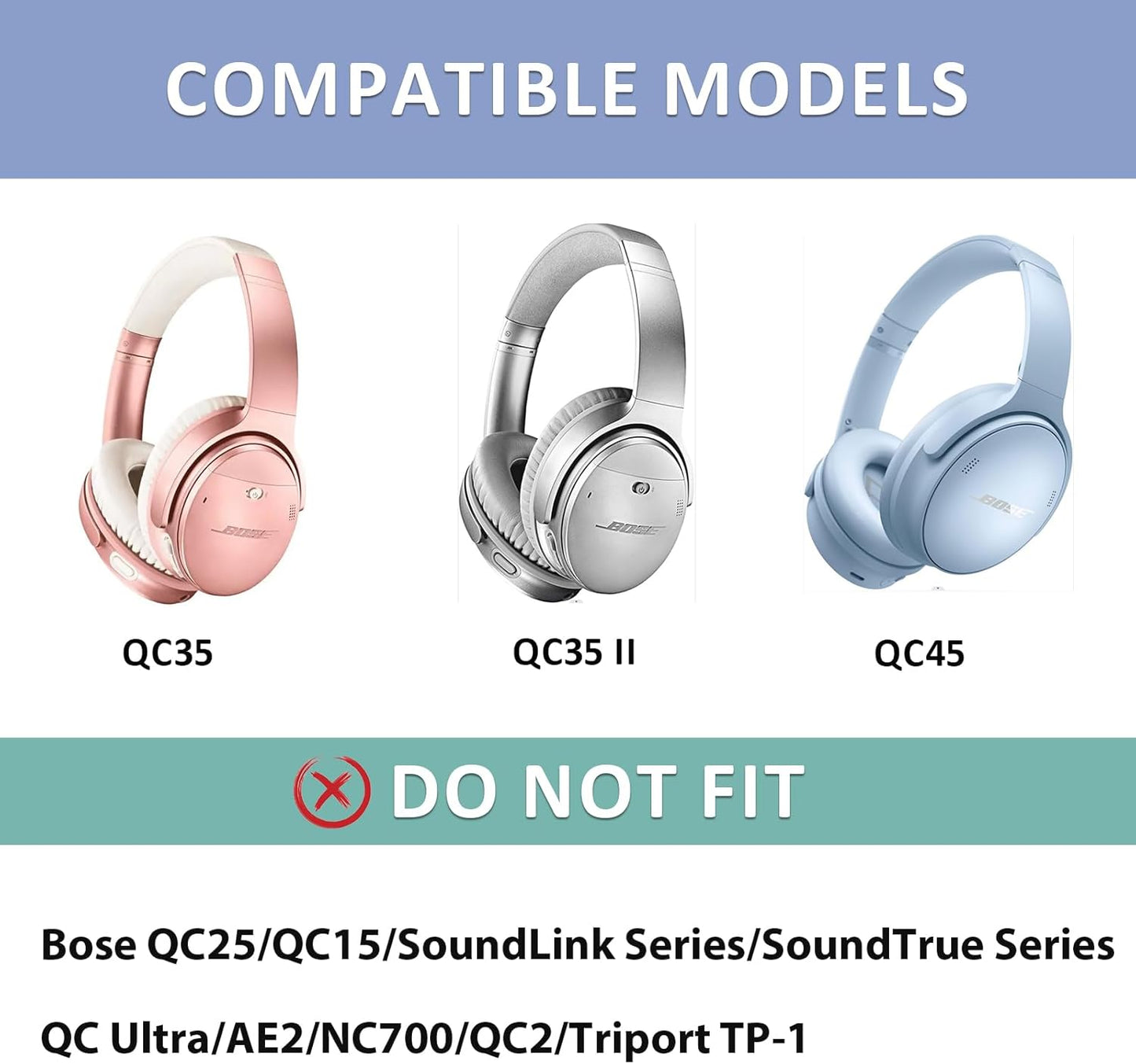 Replacement Headband Cushion for Bose QuietComfort 35 (QC35) QC45 QC35 II Headphones (Beige)