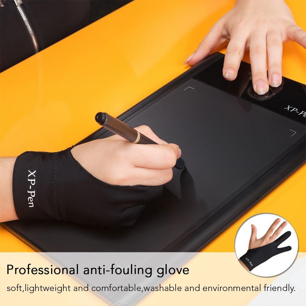 XPPen Artist Drawing Glove 2-Fingers Glove for Graphics Drawing Tablet Suitable for Right Hand and Left Hand (Size M) Black