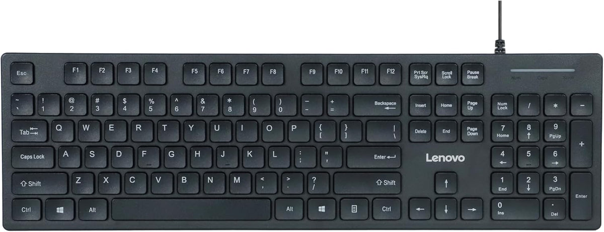 Lenovo 305 Wired USB-C Keyboard with Numeric Keypad, Full Size Keyboard, Slim Design, Black, USB-C Connectivity, Dedicated Function & AI Keys, for Gaming PC, Laptop, Desktop, Tablet, Home Office