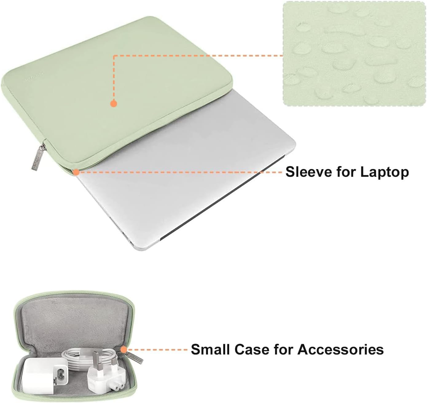 MOSISO Laptop Case 15 inch, 15 inch Laptop Sleeve Bag Compatible with MacBook Air 15 M4 A3241 M3 A3114 M2 A2941 2025 2024 2023, Dell XPS 15, Neoprene Computer Sleeve Bag with Small Case, Sage Green