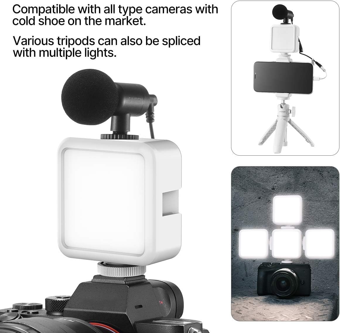 ULANZI VL49 2000mAh LED Video Light w 3 Cold Shoe, Rechargeable Soft Light Panel for DJI OSMO Mobile 3 Pocket Zhiyun Smooth 4 Sony RX100 VII Canon G7X Mark III A6400 6600 Action Camera 13 9 8 Vlogging