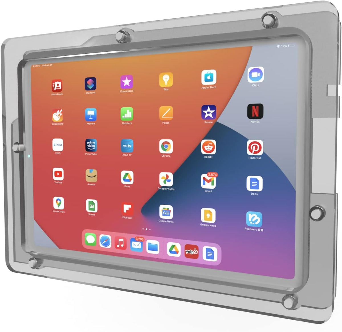 TABcare Anti-Theft Acrylic VESA Enclosure for Apple iPad Pro 11" 1st, 2nd, 3rd, 4th gen. with Free Wall Mount Kit & 90-Degree Angle USB C Cable (iPad Pro 11 1/2/3/4, Clear)