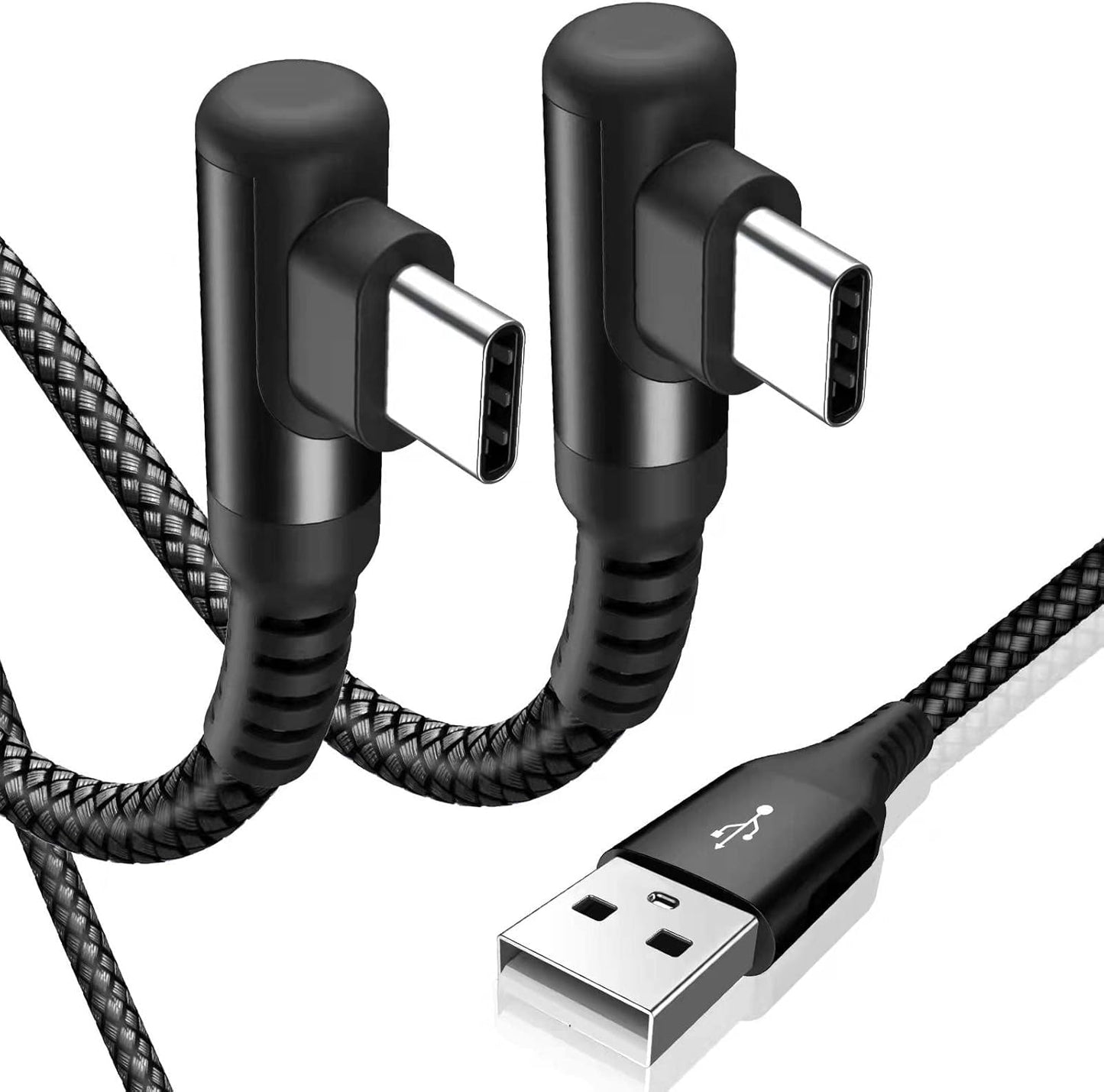 sweguard USB Type C Charger Cable Right Angle [2-Pack,10FT] iPhone 16 Charger Nylon Braided Cord for iPhone 15 16 Pro Max Samsung Galaxy S25 S24 S23 S22 S21 S20 S10 S9 Note A15 A55 Flip Pixel LG Moto