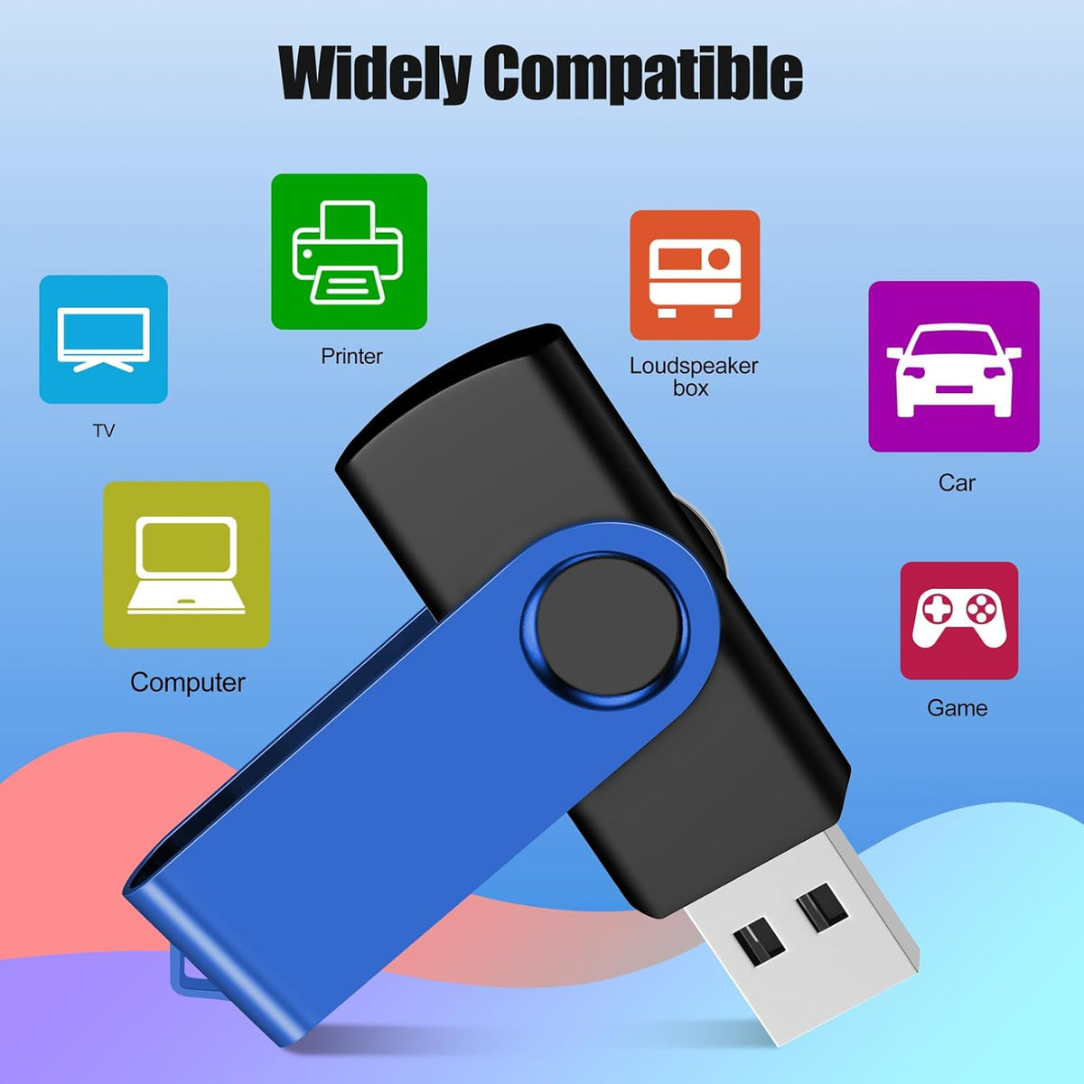 EASTBULL Flash Drive Bulk 2GB USB 20 Pack with Lanyards USB 2.0 Thumb Drive Bulk Memory Stick Swivel Pen Drive for Storage and Backup 2 GB 20 Pack, Blue