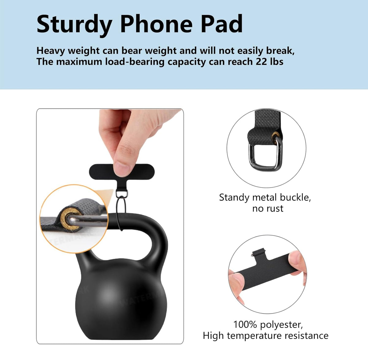 Crossbody Phone Lanyard Strap with 2 Pack Patchs, Adjustable Universal Nylon Neck Strap