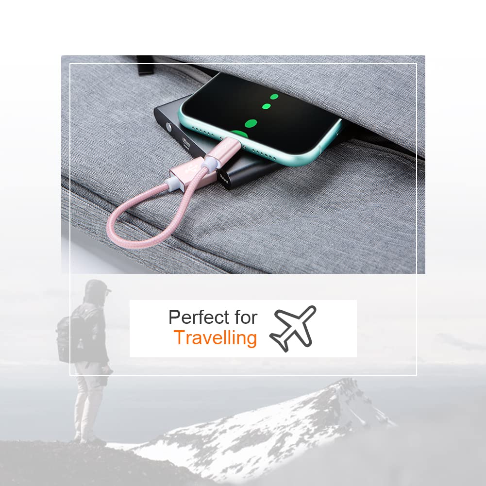 CableCreation USB A to Lightning Cable 6inch, Short iPhone Charging Data Sync Cord [MFi Certified] for iPhone 14/14 Pro, AirPods Pro, iPad, 0.15M, Pink