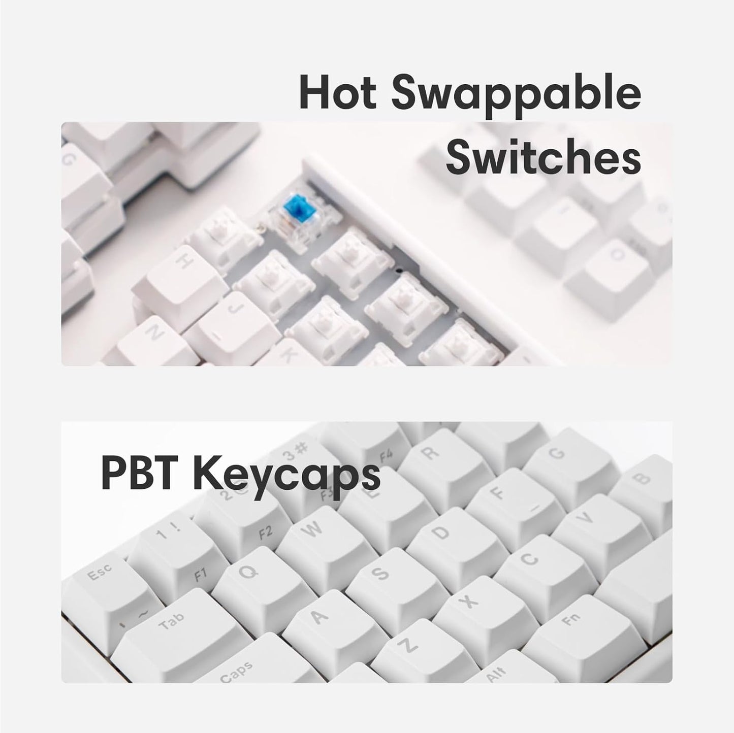 Wireless Ergonomic Split Mechanical Keyboard - Tactile, Hot-Swappable, Compact 60% Layout, Programmable for Mac & Windows, PBT Keycaps(Standard Version)