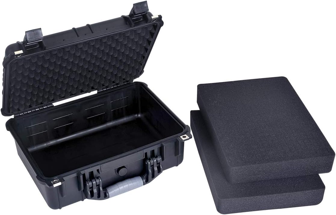 MEIJIA Portable All Weather Waterproof Camera Case With Foam,Fit Use of Drones,Camera,Equipments,Pistols,15.98x12.99x6.85inches