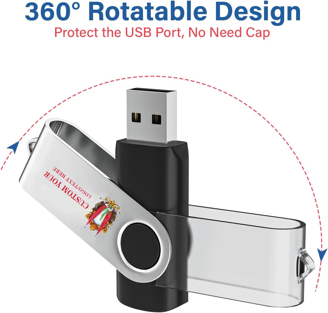 Personalized Flash Drives 2GB, Wooolken Customizable USB 2.0 Thumb Drives 10/20/50/100 Pack, Logo Memory Stick Custom Flash Drive Engraved Logo (Mixcolors)