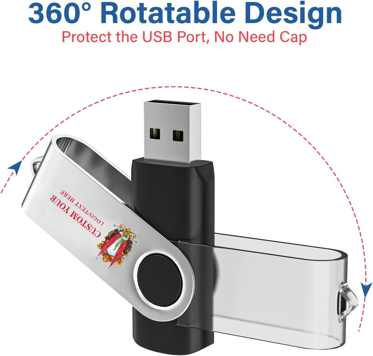 Personalized Flash Drives 4GB, Wooolken Customizable USB 2.0 Thumb Drives 10/20/50/100 Pack, Logo Memory Stick Custom Flash Drive Engraved Logo (Mixcolors)