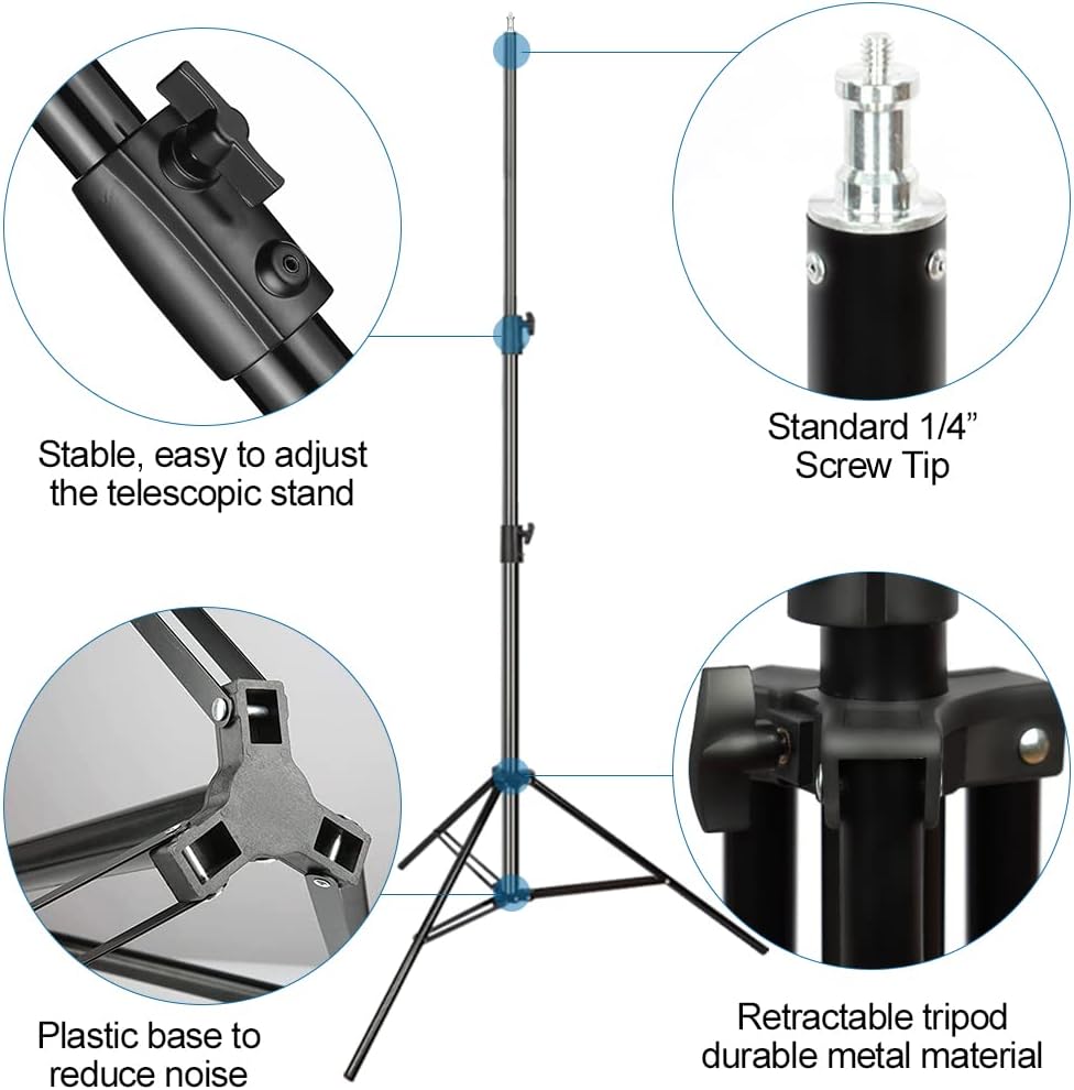 Aluminum Alloy Photography Tripod Stand, 9.19 Feet/2.8m Studio Lighting Tripod Stand for Video Lights, Photography Lights, Reflectors, Softboxes, Umbrellas