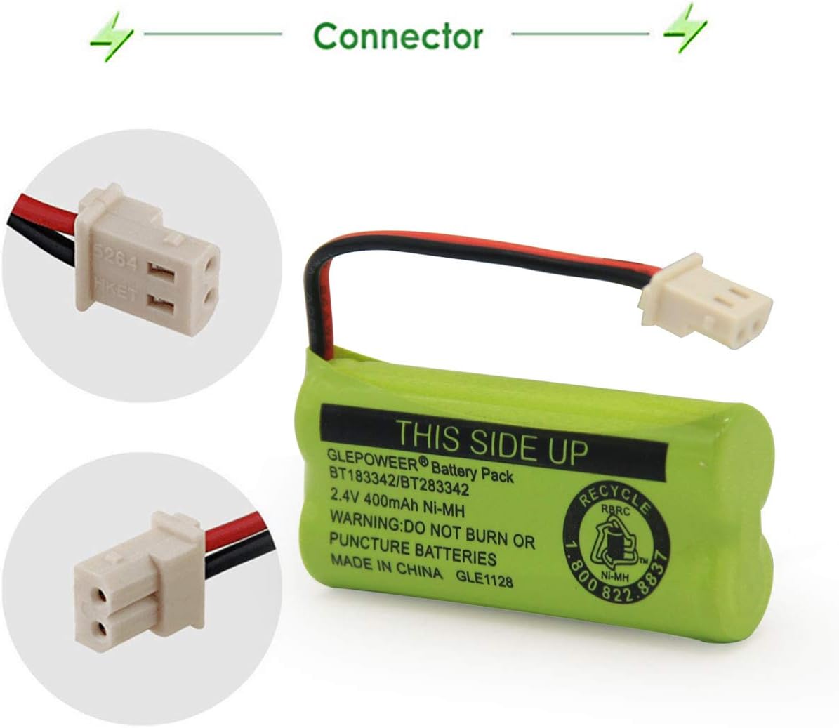 BT183342/BT283342 2.4V 400mAh Ni-MH Battery Pack, Also Compatible with Cordless Phone Batteries BT166342/BT266342 BT162342/BT262342 CS6709 CS6609 CS6509 CS6409 EL52100 EL50003(3 Pack)