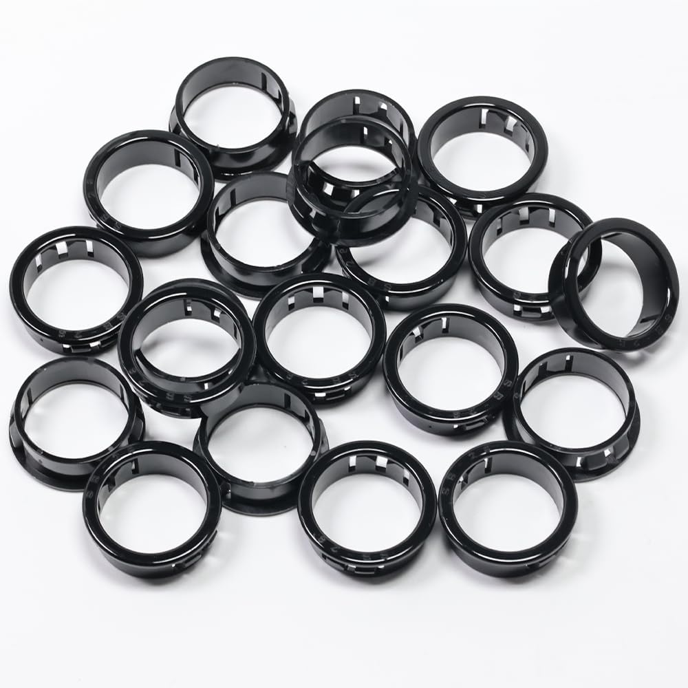 1-1/8"(28mm) Black Snap-in Knockout Insulating Bushing Grommets, Plastic Cable Hole Grommet for Wiring, Round Nylon Snap in Locking Electrical Wire Cord Hose, Tubing Bushings Grommets, 20pcs
