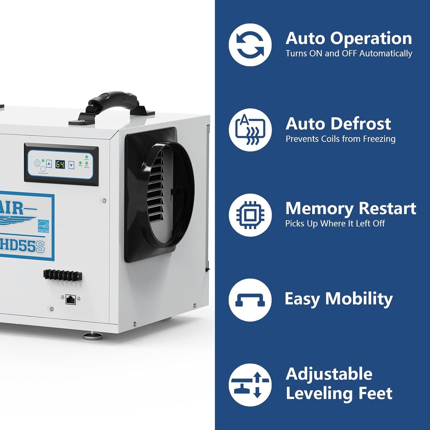ALORAIR Crawl Space Dehumidifiers 120 PPD Moisture Removal, Crawlspace Dehumidifiers Commercial Dehumidifier for Basement, Auto Defrost, cETL Listed