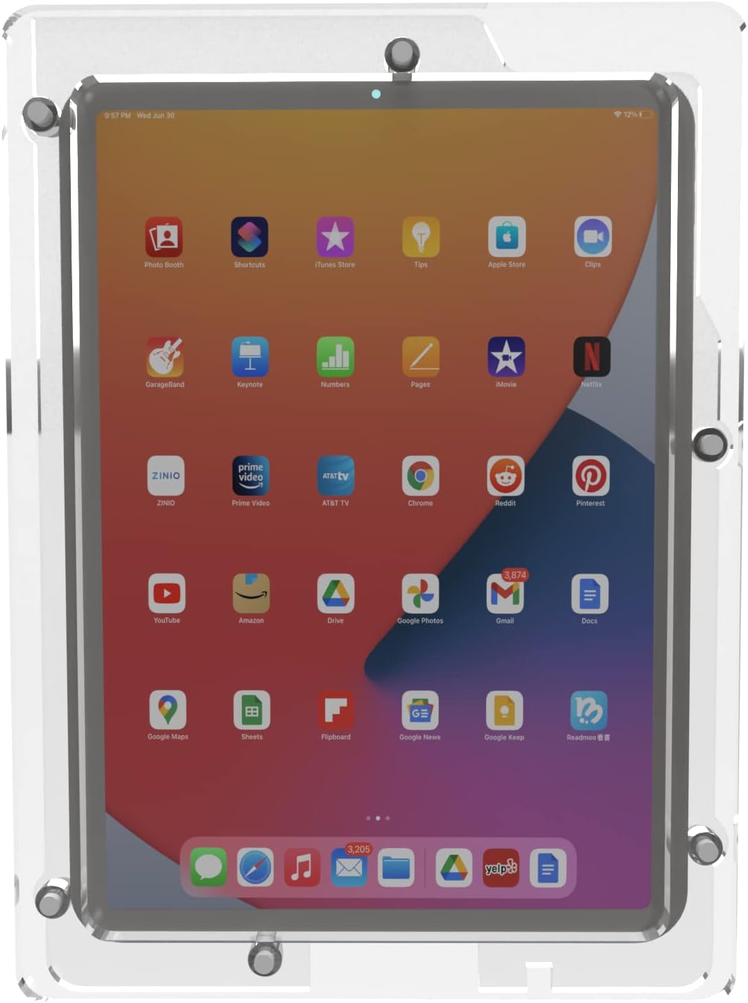 TABcare Anti-Theft Acrylic VESA Enclosure for Apple iPad Pro 11" 1st, 2nd, 3rd, 4th gen. with Free Wall Mount Kit & 90-Degree Angle USB C Cable (iPad Pro 11 1/2/3/4, Clear)